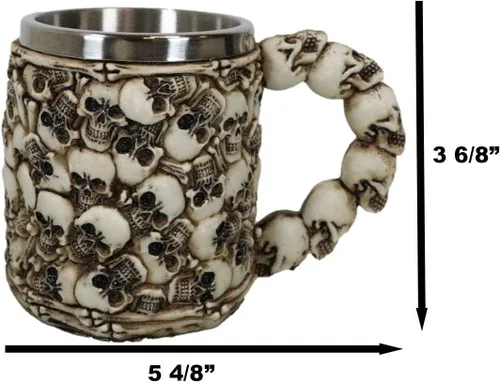 Vista 2 de Ebros Gift Osario Heaps of Skulls And Bones Graveyard Taza de cerveza Stein Tankard Taza de café para beber 12oz Alquimia Macabra Magos y Druidas