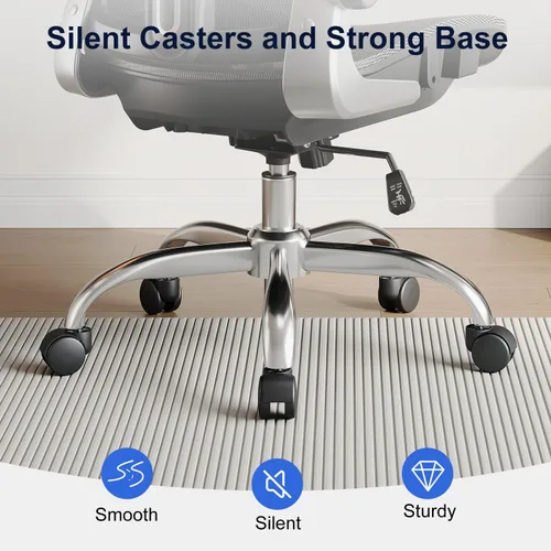 Vista 24 de marrap Silla de oficina ergonómica, silla de escritorio de malla con reposabrazos 3D, soporte lumbar ajustable y reposacabezas, función mecedora