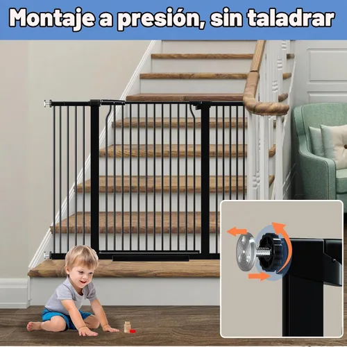 Vista 4 de Puerta extra alta para bebés de 40.5 pulgadas, sin taladros, puerta extra ancha de 54.7 a 60.2 pulgadas para perros y mascotas, para interiores