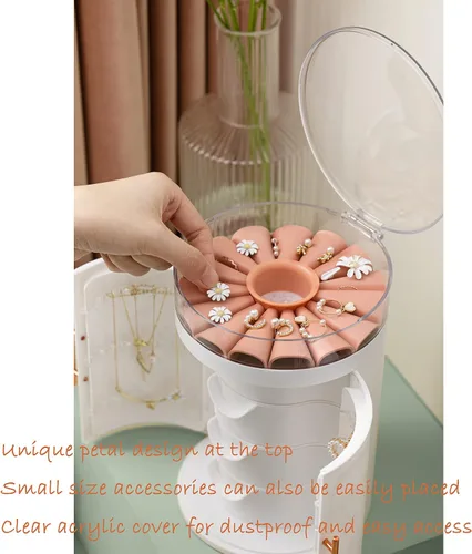 Vista 3 de NB Joyero organizador de cajones para mujeres y niñas caja de almacenamiento para aparador soporte de joyería con bandeja extraíble caja de gemas