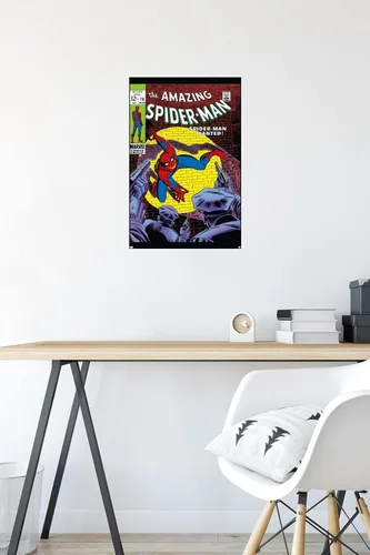 Vista 32 de Marvel Comics Amazing Spider-Man #70 - Póster de pared, 22.4 pulgadas de largo x 14.7 pulgadas de ancho, versión enmarcada de madera de granero