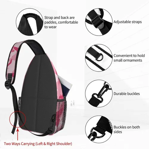 Vista 3 de Famame Mochila bandolera para el pecho, bolsa de hombro, gimnasio, ciclismo, viajes, senderismo, mochila para hombres y mujeres.., MultiColor1