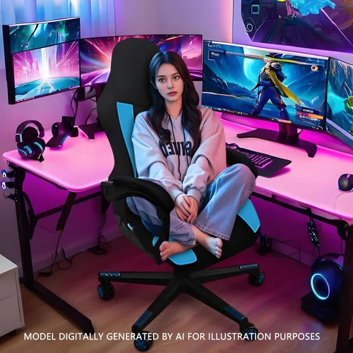 Vista 2 de Fundas para Sillas Gaming Solamente, Elásticas Suaves Gruesas de Malla Transpirable Resistentes a Rayones Funda de Asiento para Silla Gaming con 2