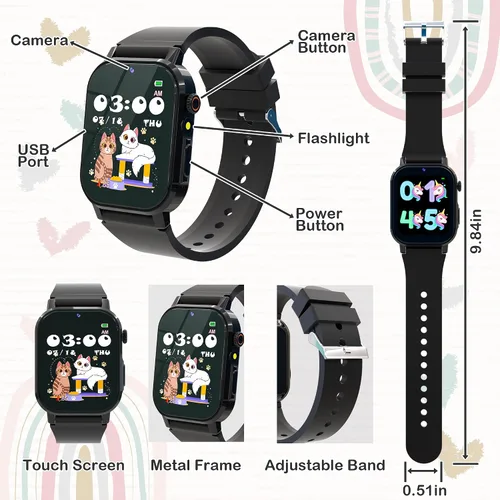 Vista 7 de Reloj Inteligente para Niños de 32 Juegos para Niños de 5 a 12 Años, Reloj Inteligente para Niños con Pantalla Táctil HD, Cámara de Video