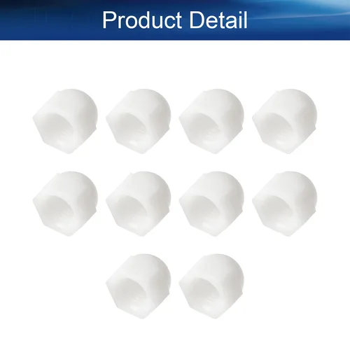 Vista 4 de Tuercas hexagonales de bellota M10, tuercas de cabeza de cúpula de nailon, hexagonales, tuercas decorativas para tornillos, tornillos, tono blanco