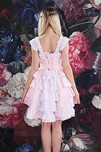 Vista 4 de Disfraz de ángel sonriente para niña y vestido de princesa Lolita drapeado