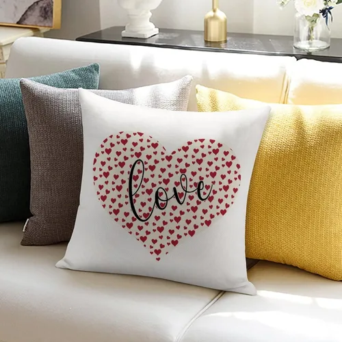 Vista 5 de Fundas de almohada de San Valentín para decoración del hogar, Día de San Valentín, funda de almohada con cremallera, funda de cojín de 16 x 16