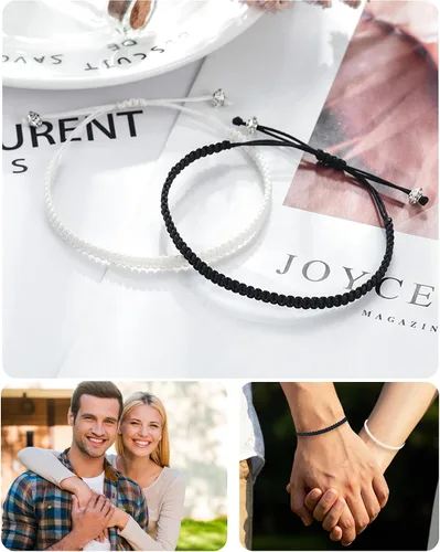 Vista 4 de Jeka Pulseras a juego para parejas, promesa de distancia, novio, novia, novio y novia, pulseras para parejas