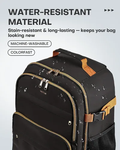 Vista 4 de HOTOR Mochila de viaje para mujer, aprobada por vuelo, bolsa de transporte Negro