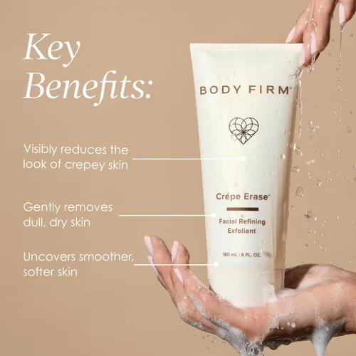 Vista 2 de BODY FIRM Exfoliante facial refinador de borrado de crepé, cuidado de la piel antienvejecimiento, lavado facial exfoliante con exfoliantes suaves