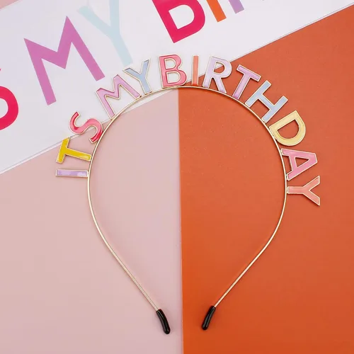 Vista 6 de Araluky Coronas para mujer diadema de cumpleaños tiaras para mujer banda de cumpleaños para mujer tiara de aleación de arco iris para regalo