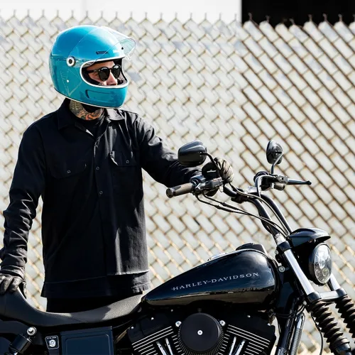 Vista 5 de Biltwell Gringo SV - Casco de motocicleta brillante Atlantic Teal ECE R22.06 DOT