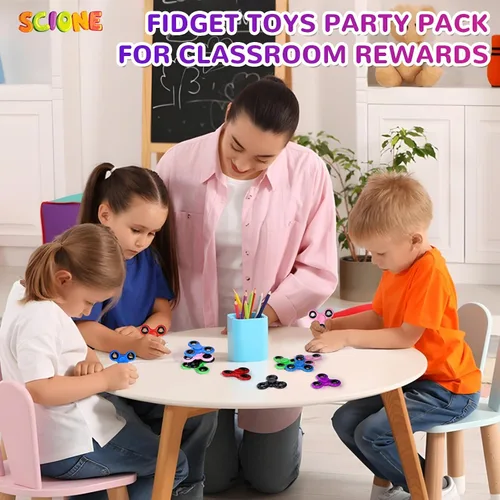 Vista 6 de SCIONE Paquete de 18 juguetes giratorios para ansiedad a granel para niños y adultos, juguetes para ansiedad a granel, spinner de mano para bolsas