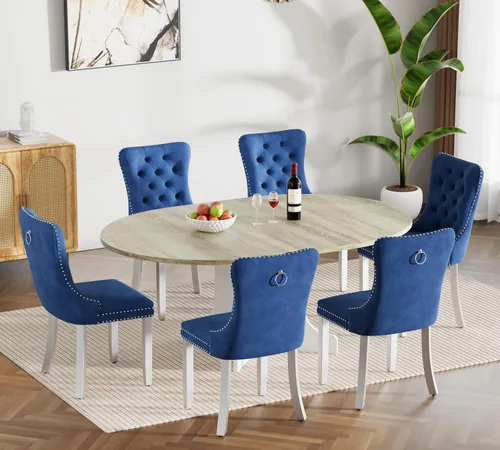 Vista 43 de Juego de mesa de comedor extensible marrón de 63 a 78.74 pulgadas para 4, juego de mesa de comedor de 5 piezas con 4 sillas, mesa de cocina