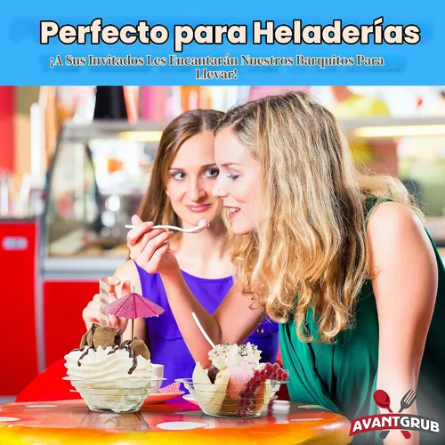 Vista 4 de Super Fun - Botes divididos de plátano reciclables, 50 unidades. Los mejores cuencos de helado desechables largos de 12 onzas. Copas de plástico 340