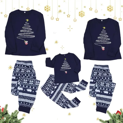 Vista 2 de Pijamas familiares de Navidad, conjunto de pijamas a juego, pantalones de dormir a rayas, pantalones de Navidad, pijamas de Navidad para la familia