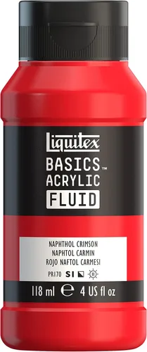 Vista 8 de Liquitex BASICS - Pintura acrílica fluida, botella de 4 onzas, tono permanente carmesí lizarina Super Versatile, Fine Art Pigments; Fluid