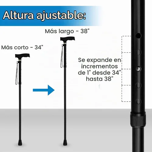 Vista 5 de RMS Bastón Plegable - Bastón de Caminar Plegable con Altura Ajustable - Plegable y Ligero - Mango Ergonómico Suave para Agarre Cómodo - Bastón