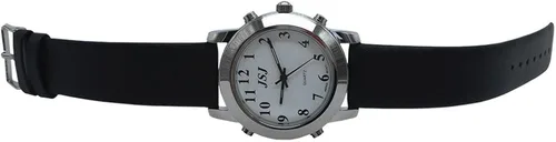 Vista 4 de VISIONU Reloj parlante español para personas ciegas o personas con discapacidad visual con alarma de cuarzo, correa de cuero, Moderno