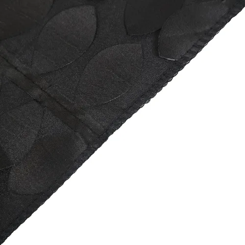 Vista 5 de TABLECLOTHSFACTORY - Mantel cuadrado de tela de tafetán de pétalos de hojas 3D de 54 pulgadas, color negro