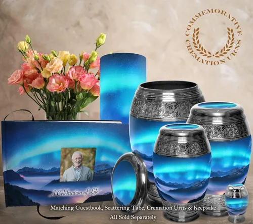 Vista 9 de Commemorative Cremation Urns Urnas de cremación personalizadas decorativas hechas a mano para mujeres (aurora boreal extragrandes)