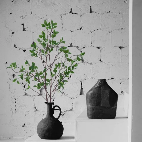 Vista 7 de Paquete de 5 tallos de ficus artificiales, arbustos verdes falsos, de 44 pulgadas, plantas de ramitas de ficus falsas con hojas de ramas sintéticas