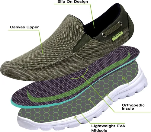 Vista 4 de Zapatos sin cordones para hombre, zapatos de lona para fascitis plantar con soporte para el arco, zapatos ortopédicos cómodos de invierno para mayor