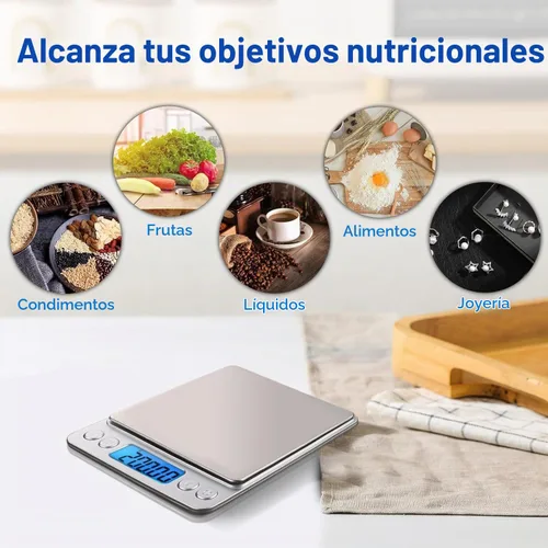Vista 4 de Báscula digital de cocina 17.64 oz 0.00 oz báscula de alimentos de alta precisión báscula de cocina multifuncional de acero inoxidable con pantalla