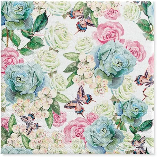 Vista 13 de English Roses Bird - Servilletas de papel bonitas, 20 servilletas florales de 13 pulgadas, servilletas suaves de 3 capas para fiesta de jardín