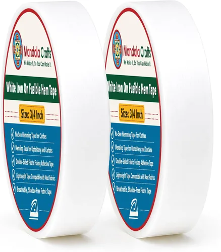 Vista 10 de Mandala Crafts Cinta de dobladillo fusible negra de 1/2 pulgada de 54 yardas, doble cara, sin coser, para planchar, para pantalones, cortinas y ropa