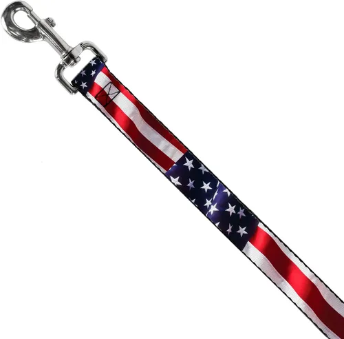 Vista 2 de Buckle-Down Correa para perro Bandera estadounidense vívido de cerca duradero elegante para paseos