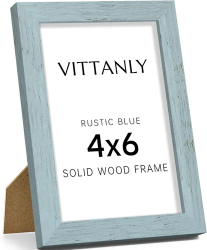 Vista 192 de Vittanly - Marco de fotos de 4 x 6 pulgadas de madera maciza con plexiglás, incluye paspartú de 3,5 x 5, para colgar en la pared o poner sobre una