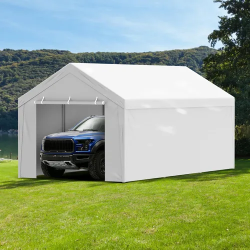 Vista 74 de VEVOR Cobertizo Tienda de Almacenamiento Exterior Portátil Resistente de 6 x 8 x 7 pies, Refugio de Cochera Garaje Impermeable con Puerta Enrollable