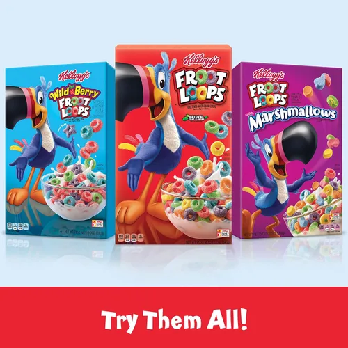 Vista 5 de Kellogg's Froot Loops, Cereal para Desayuno, Original, 0.75 oz (Paquete de 96)