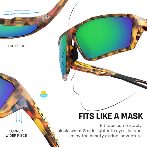 Vista 3 de TOREGE Lentes de sol deportivos polarizados para hombres y mujeres, para tiro, ciclismo, correr, golf, pesca, lentes duraderos TR36