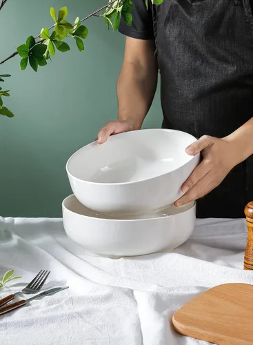 Vista 6 de Onniyor Ensaladeras grandes de porcelana, cuencos grandes de 110 onzas (10 pulgadas), juego de cuencos resistentes para pasta, cuencos para mezclar