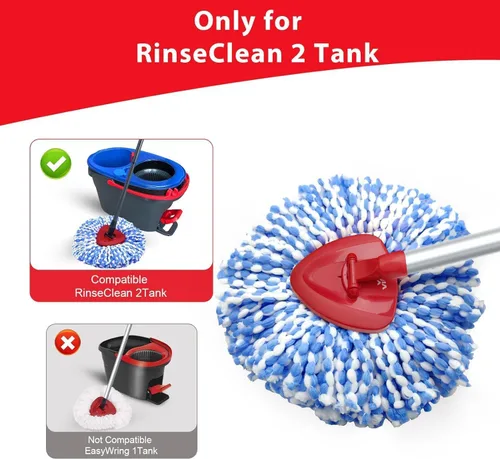 Vista 2 de Cabezal de repuesto para mopa giratoria pequeña compatible con O-Cedar RinseClean 2 tanques, base de mango de cabezal de repuesto para trapeador, 2