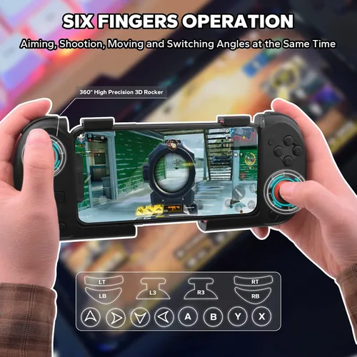 Vista 3 de Koiiko Mobile Gaming Controller for iPhone iOS Android PC Wireless Gamepad Joystick for iPhone 15141312X, iPad, MacBook, Samsung Galaxy