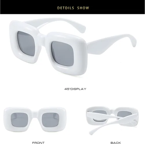 Vista 4 de Lindas gafas de sol cuadradas infladas para mujeres y hombres, gafas gruesas de color caramelo Y2K Hip Hop Punk Shades