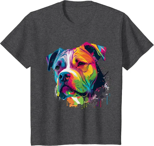 Vista 70 de Colorful American Bulldog American Bully Men Women T-Shirt Asphalt Grey
