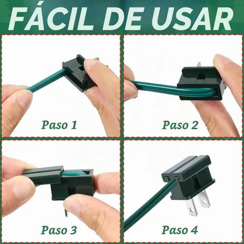 Vista 4 de Cable eléctrico de Navidad SPT-1 de 60 pies con 6 enchufes de vampiro, cable de calibre 18, cable eléctrico de 2 conductores, cable de bajo voltaje