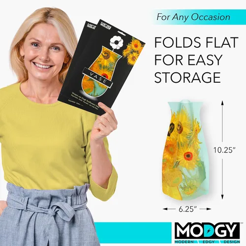 Vista 6 de MODGY Florero expandible, plástico decorativo moderno plegable impreso jarrones para centros de mesa para bodas, mesa de comedor, decoración