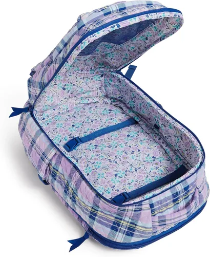 Vista 5 de Vera Bradley Mochila grande de algodón para mujer, Cuadros de amatista - Algodón reciclado