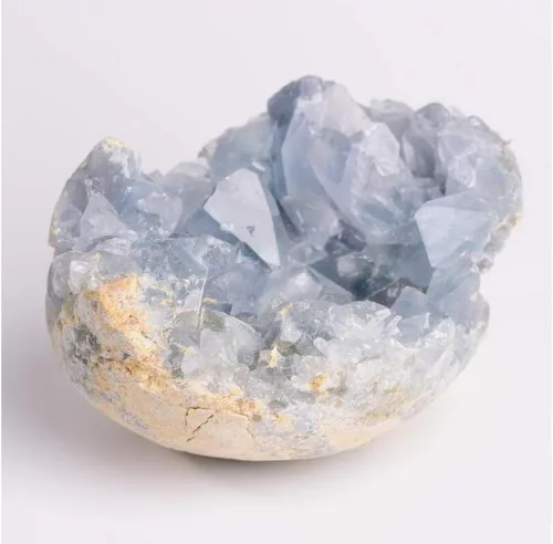 Vista 2 de StoneStory Cristal curativo azul natural celestita geoda mineral espécimen piedra piedra preciosa para decoración del hogar, 1 unidad, 17.64 oz