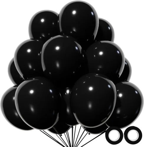 Vista 24 de 110 globos negros pequeños de látex negro de 5 pulgadas, mini globos negros gruesos de cumpleaños para decoración de bodas, baby shower. B01-negro