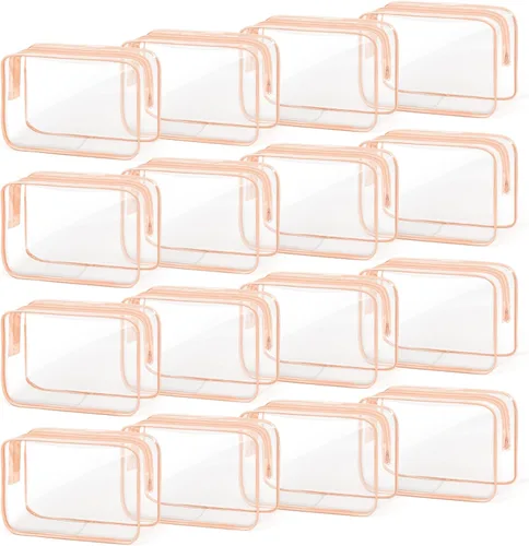 Vista 10 de TISRATOK 16 bolsas de maquillaje transparentes, bolsa de aseo de artículos esenciales de viaje, organizador de cosméticos de PVC transparente, bolsa