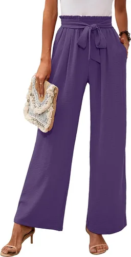 Vista 46 de Heymoments Wide Leg Pant for Women High Waist Trouser A01-negro