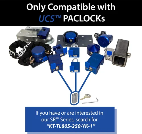 Vista 5 de PACLOCK 's KT-UCS-80S-250-YK-1 Combo de bloqueo de enganche, compre American Act obediente, acero inoxidable, cilindro de 6 pines de alta seguridad