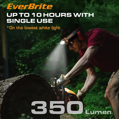 Vista 8 de EverBrite Linterna frontal recargable - Faro de 350 lúmenes con luz roja/verde y luz trasera, 7 modos de iluminación con función de memoria