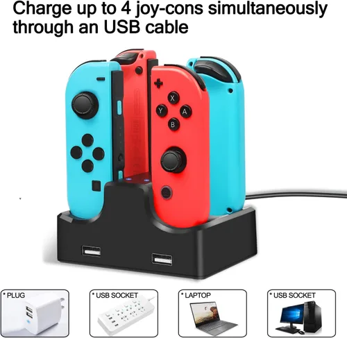 Vista 5 de Paquete de accesorios para Nintendo Switch kit con funda de transporte protector de pantalla base de carga soporte de juego compacto funda